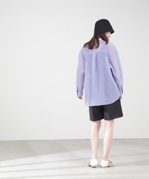 N.（N. Natural Beauty Basic）（エヌエヌナチュラルビューティーベーシック）の「◆バンドカラーシアーシャツ（シャツ/ブラウス・レディース・ブルー/ベージュ/イエロー/ピンク/オフホワイト/ナチュラル・MEDIUM）」の17枚目の写真