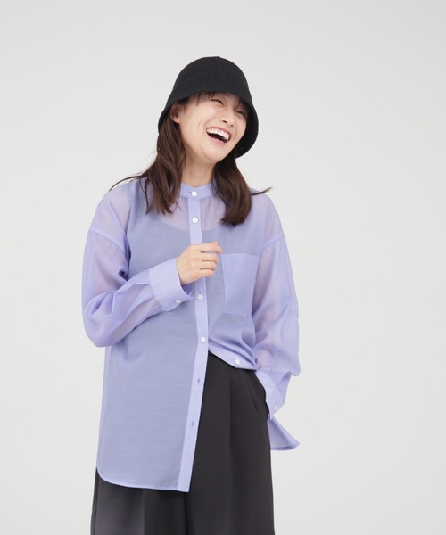 N.（N. Natural Beauty Basic）（エヌエヌナチュラルビューティーベーシック）の「◆バンドカラーシアーシャツ（シャツ/ブラウス・レディース・ブルー/ベージュ/イエロー/ピンク/オフホワイト/ナチュラル・MEDIUM）」の18枚目の写真