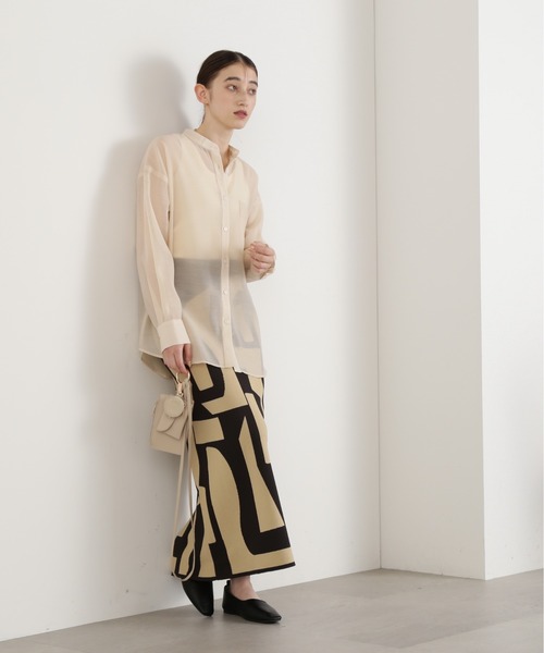 N.（N. Natural Beauty Basic）（エヌエヌナチュラルビューティーベーシック）の「◆バンドカラーシアーシャツ（シャツ/ブラウス・レディース・ブルー/ベージュ/イエロー/ピンク/オフホワイト/ナチュラル・MEDIUM）」の10枚目の写真