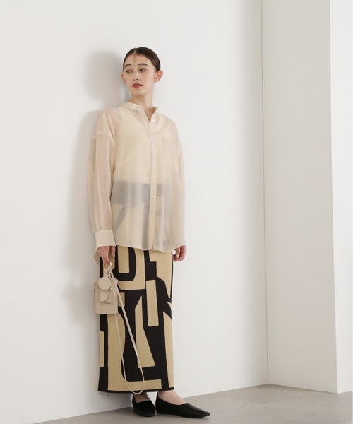 N.（N. Natural Beauty Basic）（エヌエヌナチュラルビューティーベーシック）の「◆バンドカラーシアーシャツ（シャツ/ブラウス・レディース・ブルー/ベージュ/イエロー/ピンク/オフホワイト/ナチュラル・MEDIUM）」の11枚目の写真