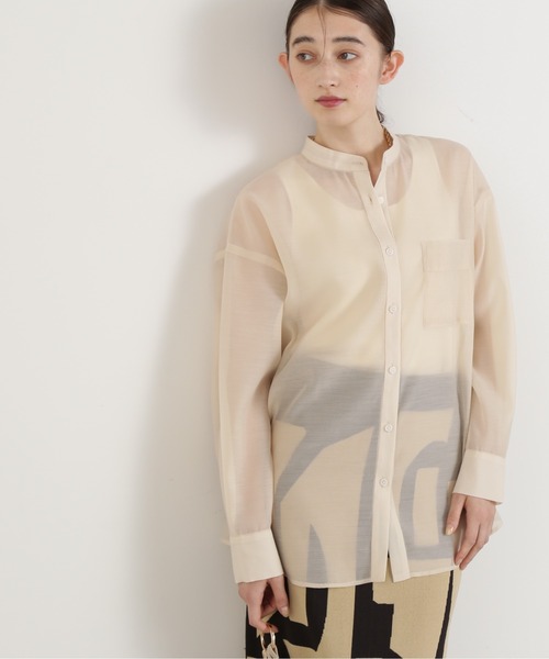 N.（N. Natural Beauty Basic）（エヌエヌナチュラルビューティーベーシック）の「◆バンドカラーシアーシャツ（シャツ/ブラウス・レディース・ブルー/ベージュ/イエロー/ピンク/オフホワイト/ナチュラル・MEDIUM）」の7枚目の写真