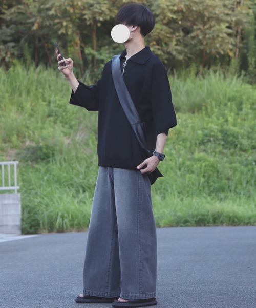 INTER FACTORY yumi. - ワイドスリーブデニムジャケット INTER FACTORY yumi. ワイドスリーブデニムジャケット ネイビー