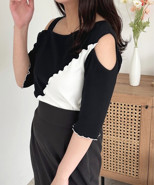 apres jour(アプレジュール)の「オープンショルダーアシメトップス【ZOZOTOWN限定アイテム】(Tシャツ/カットソー・レディース・ブラック系その他/イエロー系その他/グリーン系その他・フリー/X-LARGE)」の8枚目の写真