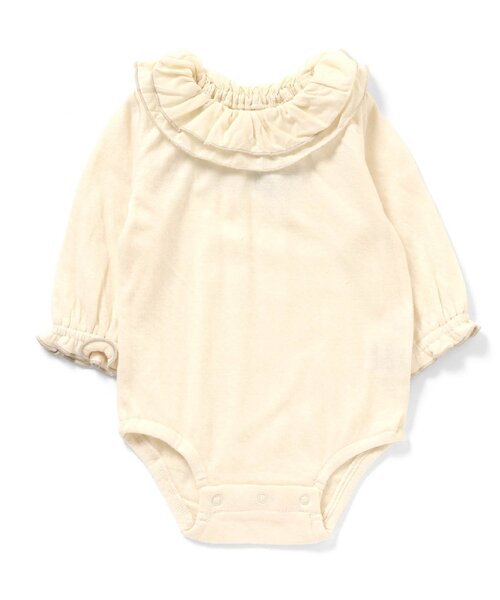 Ampersand（アンパサンド）の「【premier】ソフト接結フリル衿ロンパース（ロンパース・キッズ・ベージュ/オフホワイト・60/70/80）」の2枚目の写真