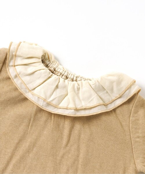 Ampersand（アンパサンド）の「【premier】ソフト接結フリル衿ロンパース（ロンパース・キッズ・ベージュ/オフホワイト・60/70/80）」の6枚目の写真