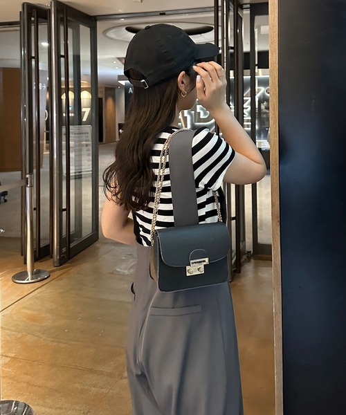 Ambre Ciel(アンブルシエル)の「ハイウエストサロペット/【WEB/EC限定商品】(サロペット/オーバーオール・レディース・チャコールグレー/アイボリー・FREE)」の13枚目の写真