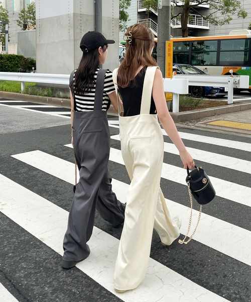Ambre Ciel(アンブルシエル)の「ハイウエストサロペット/【WEB/EC限定商品】(サロペット/オーバーオール・レディース・チャコールグレー/アイボリー・FREE)」の10枚目の写真