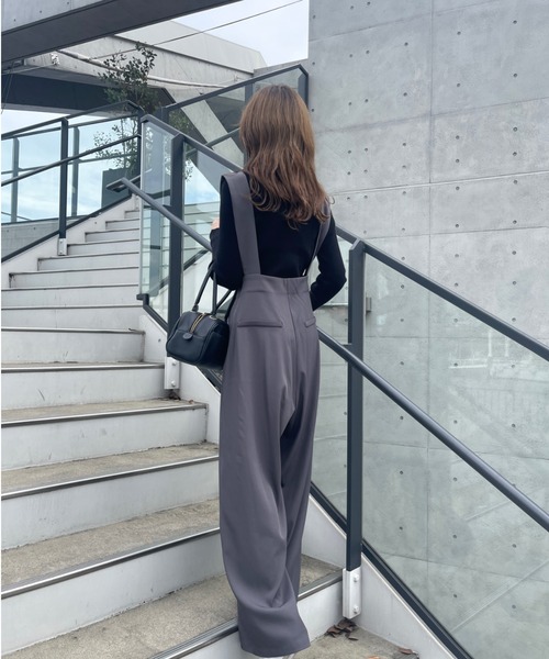 Ambre Ciel(アンブルシエル)の「ハイウエストサロペット/【WEB/EC限定商品】(サロペット/オーバーオール・レディース・チャコールグレー/アイボリー・FREE)」の21枚目の写真