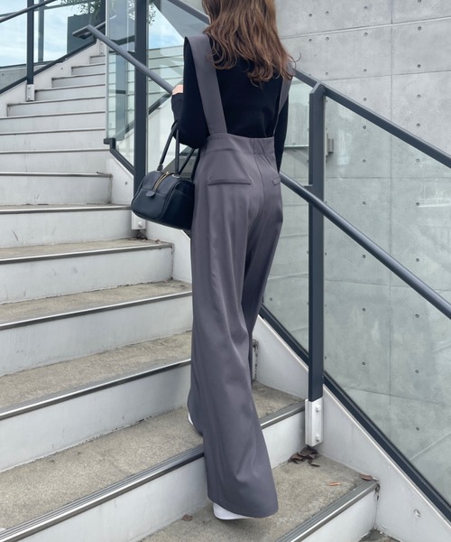 Ambre Ciel(アンブルシエル)の「ハイウエストサロペット/【WEB/EC限定商品】(サロペット/オーバーオール・レディース・チャコールグレー/アイボリー・FREE)」の22枚目の写真