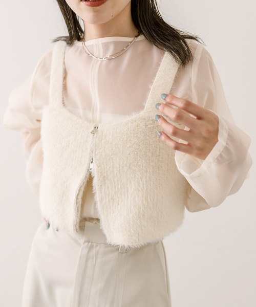 mystic（ミスティック）の「長袖オーガンジーシアーTシャツ（シャツ/ブラウス・レディース・ブラック/ピンク/アイボリー/グレー・FREE）」の11枚目の写真