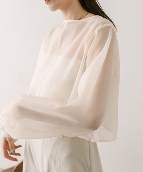 mystic（ミスティック）の「長袖オーガンジーシアーTシャツ（シャツ/ブラウス・レディース・ブラック/ピンク/アイボリー/グレー・FREE）」の6枚目の写真