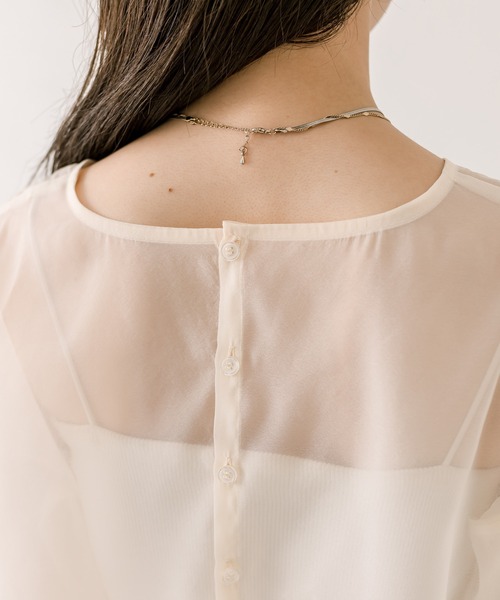 mystic（ミスティック）の「長袖オーガンジーシアーTシャツ（シャツ/ブラウス・レディース・ブラック/ピンク/アイボリー/グレー・FREE）」の19枚目の写真