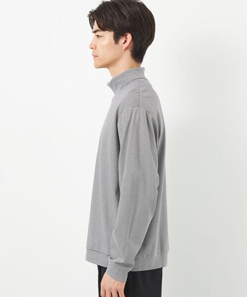 green label relaxing（グリーンレーベルリラクシング）の「L/A ポンチ ボーダー タートルネック カットソー（Tシャツ/カットソー・メンズ・ダークグレー/ベージュ・S/M/L/XL）」の4枚目の写真