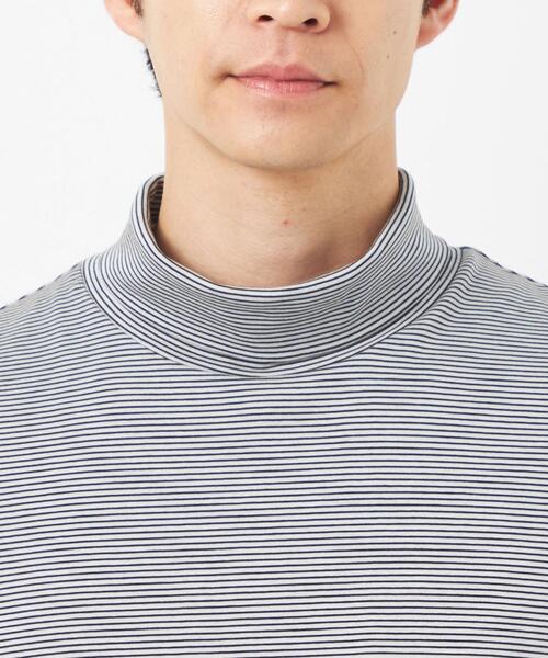 green label relaxing（グリーンレーベルリラクシング）の「L/A ポンチ ボーダー タートルネック カットソー（Tシャツ/カットソー・メンズ・ダークグレー/ベージュ・S/M/L/XL）」の6枚目の写真