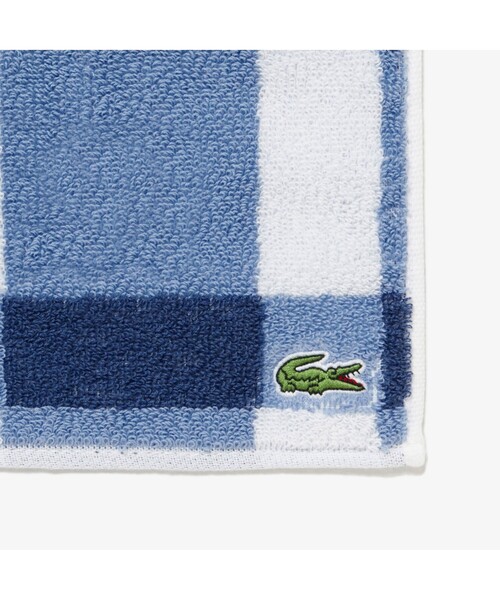 SALE! (ラコステ) LACOSTE ドット柄 ビーチタオル ラコステ LACOSTE ビッグボーダータオルハンカチ （グレー