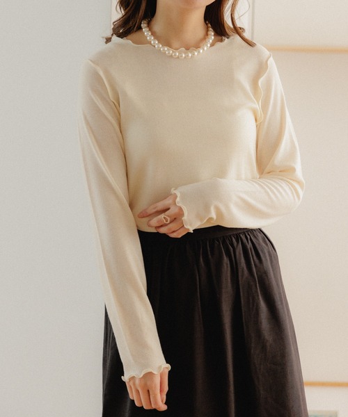 flower（フラワー）の「パーリーメロートップ（Tシャツ/カットソー・レディース・アイボリー/ベージュ・FREE）」の2枚目の写真