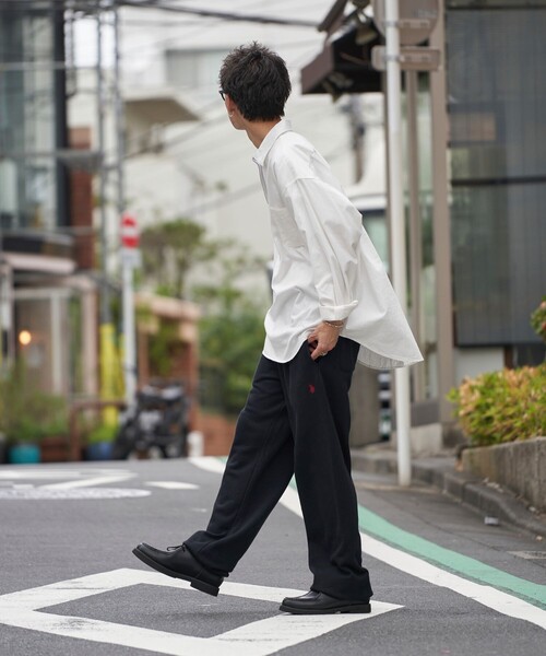 U.S. POLO ASSN.（ユーエスポロアッスン）の「U.S. POLO ASSN./ユーエスポロアッスン 別注ワンポイント刺繍ロゴスウェットパンツ/ワイドパンツ/ユニセックス(限定展開)（スウェットパンツ・メンズ・ライトグレー/オフホワイト/ブラック/ネイビー・LARGE/SMALL/MEDIUM）」の10枚目の写真