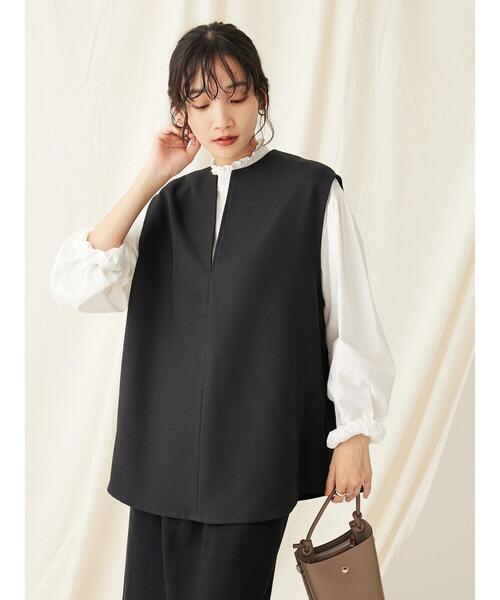 CRAFT STANDARD BOUTIQUE（クラフトスタンダードブティック）の「【イージーケア】Vネックベスト（ベスト・レディース・ブラック/カーキ・L/M）」の5枚目の写真