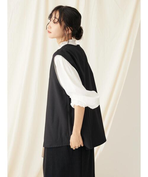 CRAFT STANDARD BOUTIQUE（クラフトスタンダードブティック）の「【イージーケア】Vネックベスト（ベスト・レディース・ブラック/カーキ・L/M）」の6枚目の写真