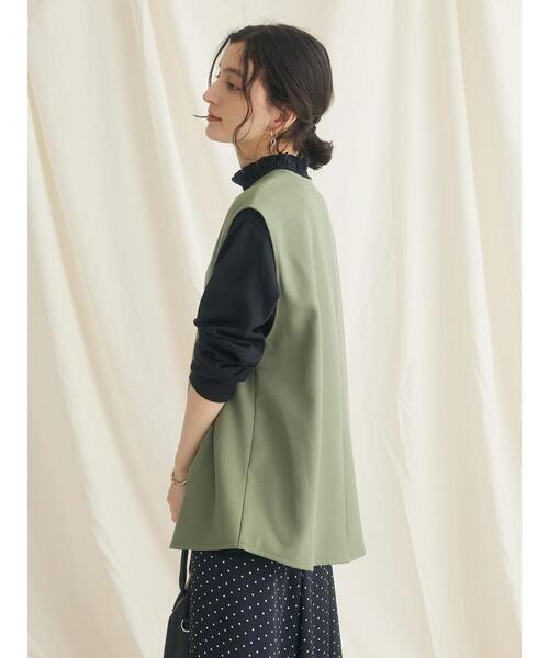CRAFT STANDARD BOUTIQUE（クラフトスタンダードブティック）の「【イージーケア】Vネックベスト（ベスト・レディース・ブラック/カーキ・L/M）」の14枚目の写真