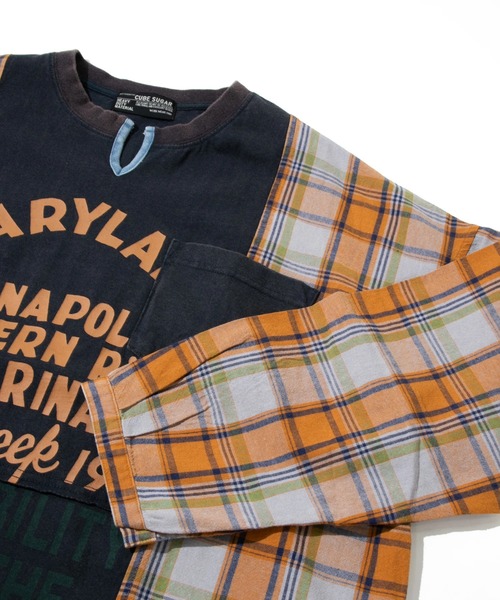 CUBE SUGAR（キューブシュガー）の「CUBE SUGAR/キューブシュガー　切替異素材パウダー加工チュニック（チュニック・レディース・ネイビー/レッド・FREE）」の7枚目の写真