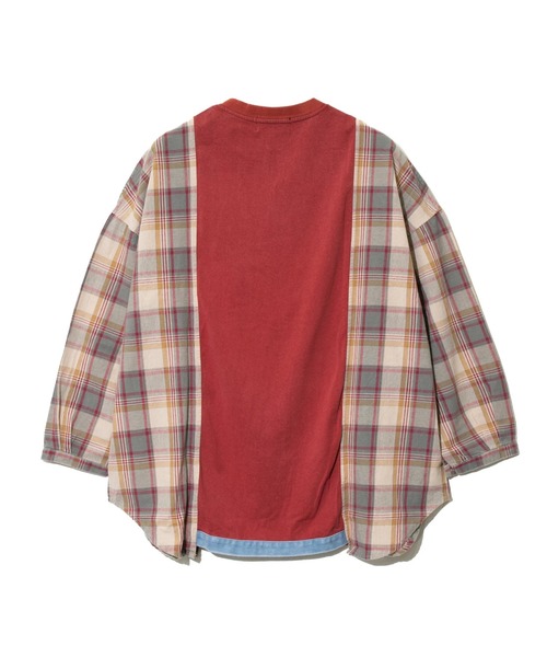 CUBE SUGAR（キューブシュガー）の「CUBE SUGAR/キューブシュガー　切替異素材パウダー加工チュニック（チュニック・レディース・ネイビー/レッド・FREE）」の3枚目の写真