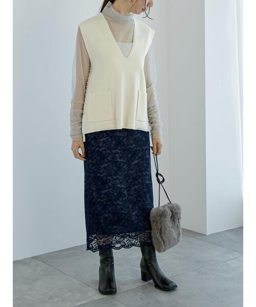 Te chichi（テチチ）の「モールレーススカート（スカート・レディース・ネイビー/マスタード・S/M）」の7枚目の写真