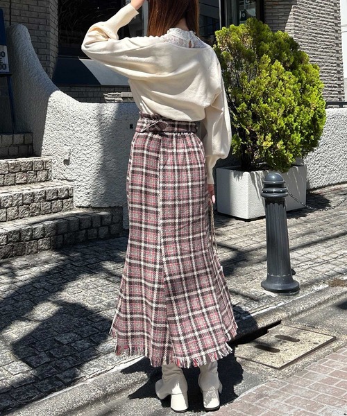 INGNI（イング）の「レースインナーカシュクールニット（ニット/セーター・レディース・アイボリー/ピンク/ブラック・M）」の13枚目の写真