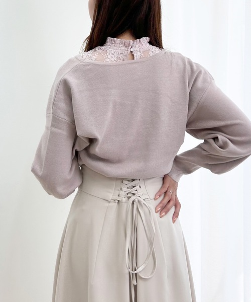 INGNI（イング）の「レースインナーカシュクールニット（ニット/セーター・レディース・アイボリー/ピンク/ブラック・M）」の15枚目の写真