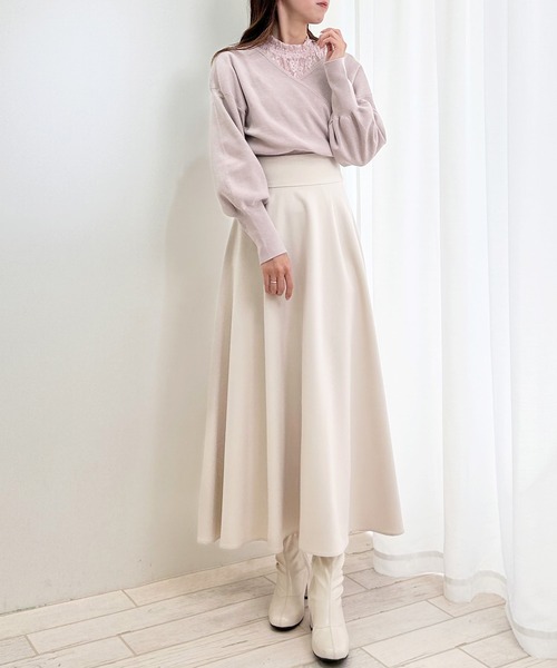 INGNI（イング）の「レースインナーカシュクールニット（ニット/セーター・レディース・アイボリー/ピンク/ブラック・M）」の16枚目の写真