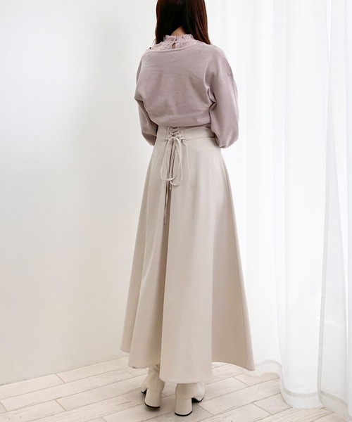 INGNI（イング）の「レースインナーカシュクールニット（ニット/セーター・レディース・アイボリー/ピンク/ブラック・M）」の18枚目の写真