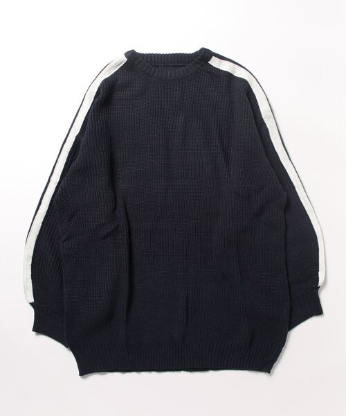 STYLEBLOCK(スタイルブロック)の「肩畦編みニットラインスリーブオーバープルオーバー(ニット/セーター・レディース・ネイビー/ブラック/オフホワイト/グレー・M)」の4枚目の写真
