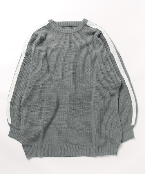 STYLEBLOCK(スタイルブロック)の「肩畦編みニットラインスリーブオーバープルオーバー(ニット/セーター・レディース・ネイビー/ブラック/オフホワイト/グレー・M)」の3枚目の写真