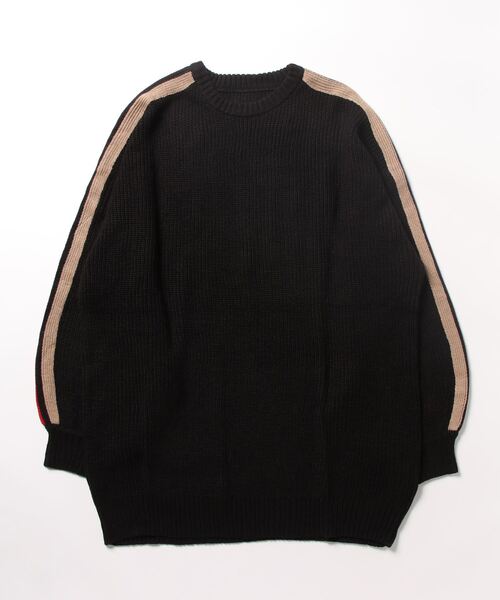 STYLEBLOCK(スタイルブロック)の「肩畦編みニットラインスリーブオーバープルオーバー(ニット/セーター・レディース・ネイビー/ブラック/オフホワイト/グレー・M)」の2枚目の写真