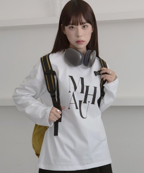 muahmuah(ムーアムーア)の「A'GEM/9 × .kom『muah muah/ムーアムーア』MIDDLE LOGO LONG SLEEVE/ミドルロゴ 長袖Tシャツ(Tシャツ/カットソー・レディース・ホワイト・FREE)」の4枚目の写真