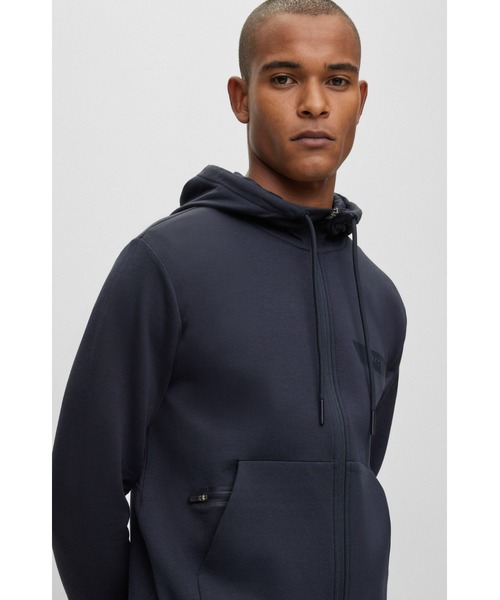 BOSS（ボス）の「ロゴライン コットンブレンド ジップアップフーディ
