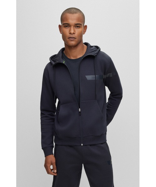 BOSS（ボス）の「ロゴライン コットンブレンド ジップアップフーディ