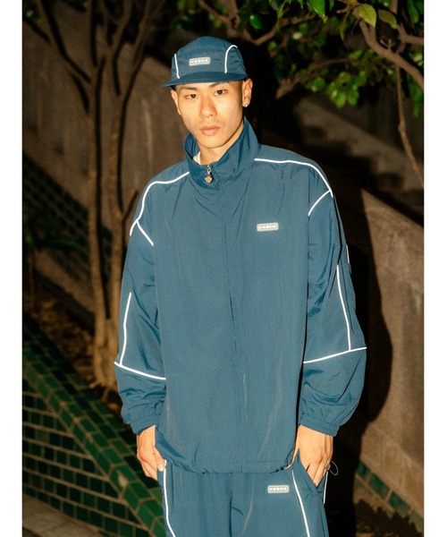 J488 used ぽこぽこ ライン カラー ボトルネック ジャケット トップス KEBOZ（ケボズ）の「REFLECTOR PIPING NYLON TRACK CAP