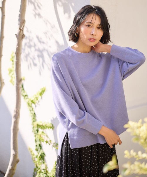 ANY（エニィ）の「【洗濯機可】クルーネックポンチョ（Tシャツ/カットソー・レディース・ライラック系/アイボリー系/グレー系・F）」の4枚目の写真