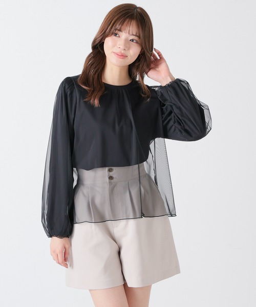 セール】チュールかぶせトップス（Tシャツ/カットソー）｜Honeys