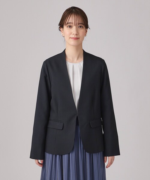 DRESKIP（ドレスキップ）の「◆【洗える/セットアップ可/通勤/セレモニーにも】ツイル カラーレスジャケット（ノーカラージャケット・レディース・ブラック/ベージュ/ネイビー・03/02/04）」の13枚目の写真