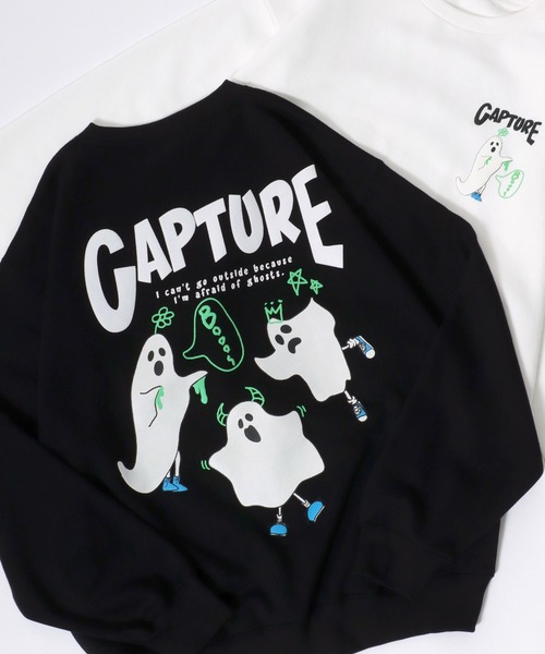 SITRY（シトリー）の「Foam Print Sweat Shirt/ビリヤード ゴースト 発泡プリント 光るプリント オーバーサイズ 裏起毛 スウェット トレーナー（スウェット・メンズ・ブラック/アッシュグレー/グレイッシュブルー/ブルー系その他/スモークピンク/ブラック系その他2/ブラック系その他/ホワイト/ブラウン/ホワイト系その他/ブルー系その他2/ホワイト系その他2/ブラック系その他3・M/L）」の7枚目の写真