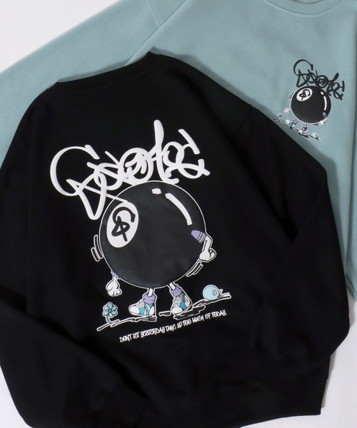 SITRY（シトリー）の「Foam Print Sweat Shirt/ビリヤード ゴースト 発泡プリント 光るプリント オーバーサイズ 裏起毛 スウェット トレーナー（スウェット・メンズ・ブラック/アッシュグレー/グレイッシュブルー/ブルー系その他/スモークピンク/ブラック系その他2/ブラック系その他/ホワイト/ブラウン/ホワイト系その他/ブルー系その他2/ホワイト系その他2/ブラック系その他3・M/L）」の8枚目の写真