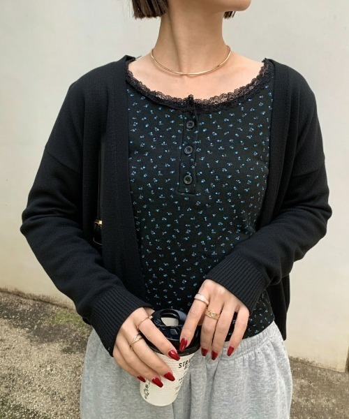 SHEPP(シープ)の「【累計お気に入り数1.3万人突破】フラワーレース ヘンリーネック ピチT/26SS(Tシャツ/カットソー・レディース・アイボリー/ブラック・M/S/L)」の17枚目の写真