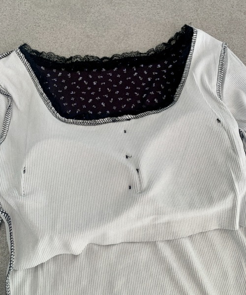 SHEPP(シープ)の「【累計お気に入り数1.3万人突破】フラワーレース ヘンリーネック ピチT/26SS(Tシャツ/カットソー・レディース・アイボリー/ブラック・M/S/L)」の20枚目の写真