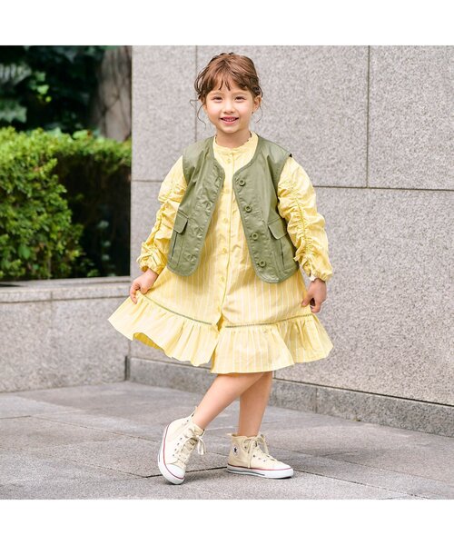 apres les cours（アプレレクール）の「カーゴポケットミリタリーベスト（ベスト・キッズ・カーキ・90/100/110/120/130/140）」の2枚目の写真