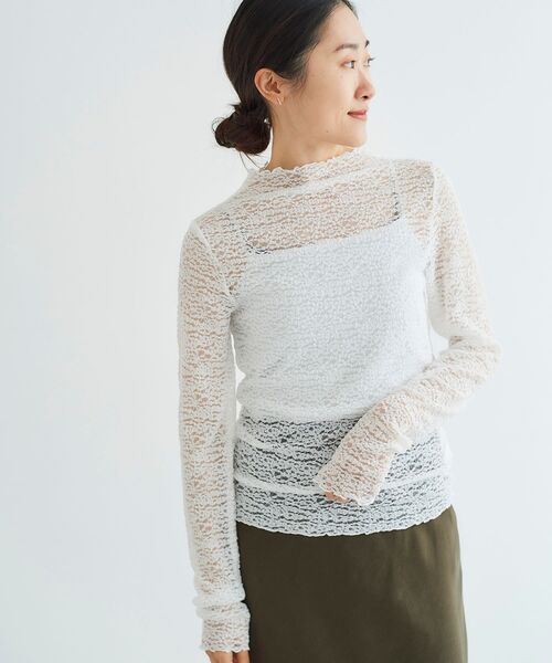 le.coeur blanc(ルクールブラン)の「チュールレースプルオーバー(Tシャツ/カットソー・レディース・ブラック/オフホワイト・38)」の12枚目の写真