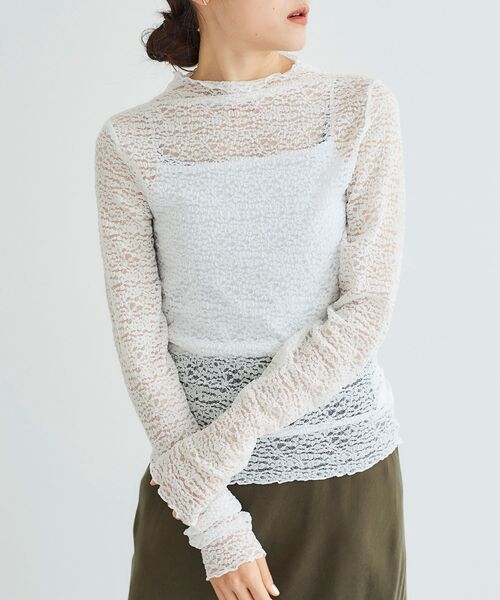 le.coeur blanc(ルクールブラン)の「チュールレースプルオーバー(Tシャツ/カットソー・レディース・ブラック/オフホワイト・38)」の14枚目の写真