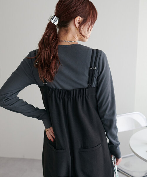 DISCOAT（ディスコート）の「【WEB限定】リブシアーロングスリーブ（Tシャツ/カットソー・レディース・イエロー/ブラック/チャコールグレー/オフホワイト/ブルー/ブラウン・FREE）」の10枚目の写真