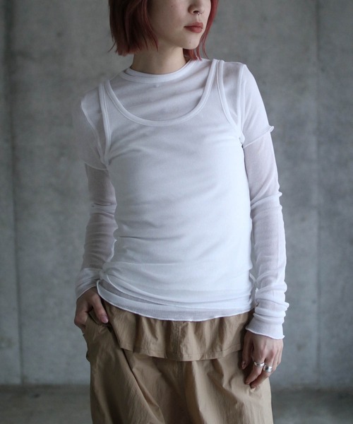 G.V.G.V.（ジーヴィージーヴィー）の「3PC SHEER TOP SET（Tシャツ/カットソー・レディース・ホワイト/ブラック/オレンジ・ONE SIZE）」の3枚目の写真